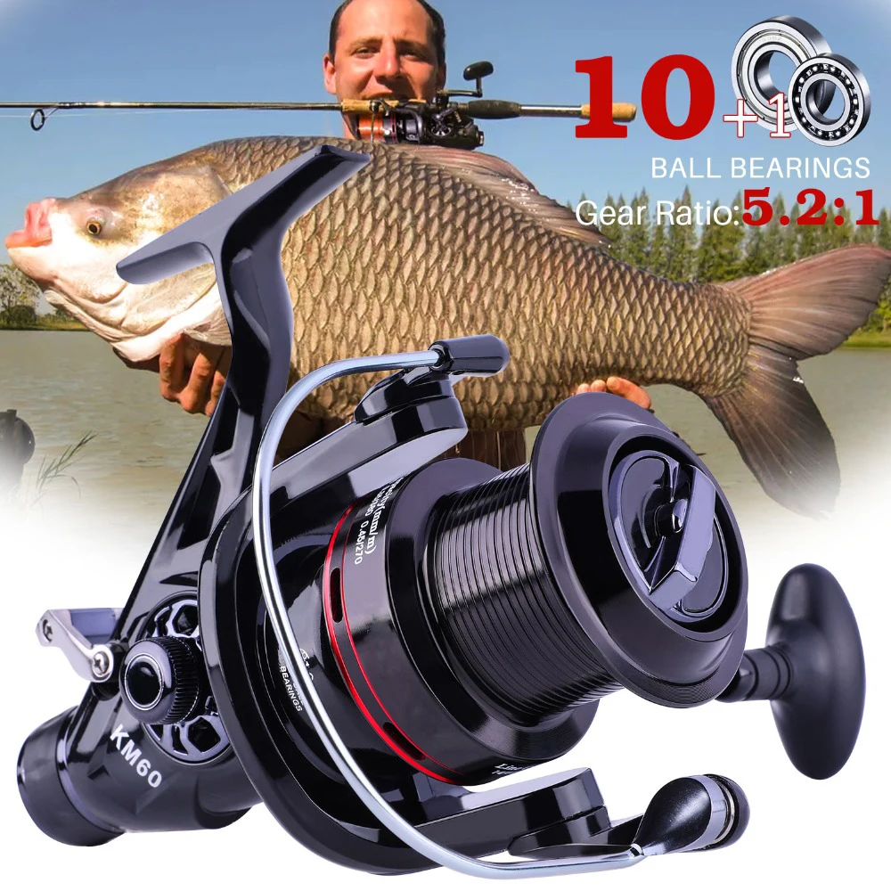 

Sougayilang Carp Fishing Reel CNC Spool Spinning Reel 5.2: 1 Boat Feeder Spinning Fishing Coils Wheels Tackle