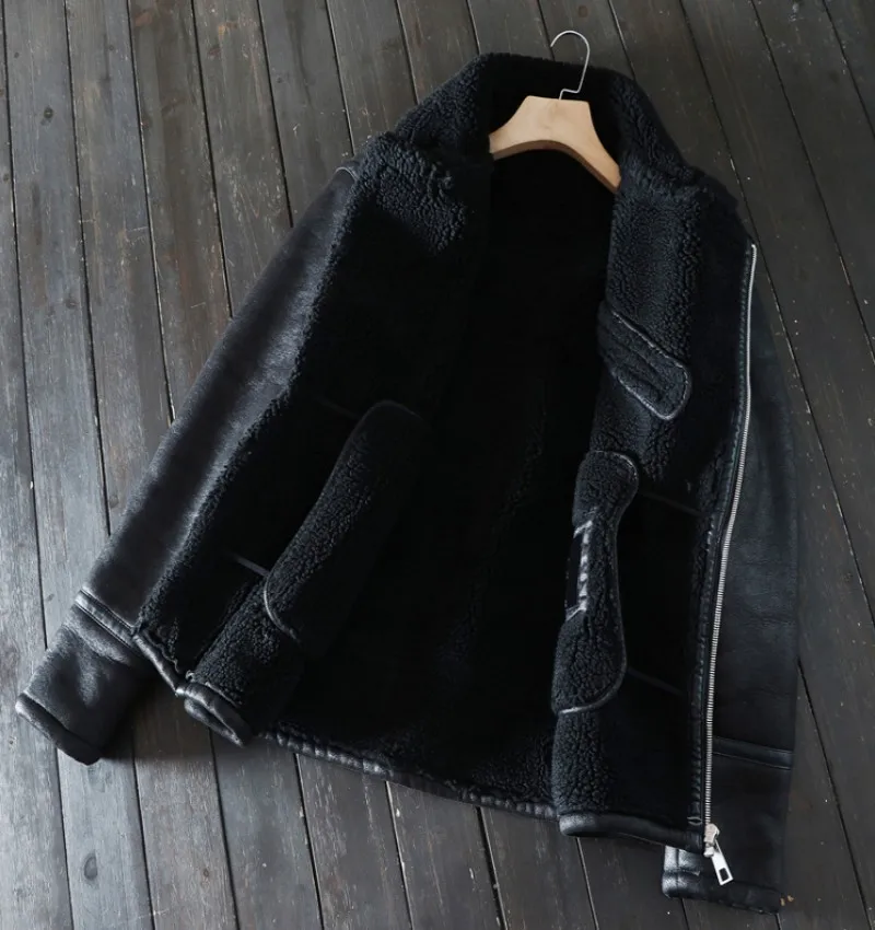 Streetwear Mens Pu Leather Classic Zipper Thicken Motorcycle Bikers Jacket Winter Fleece Lining Outerwear Vintage Pilot Jackets leather bomber