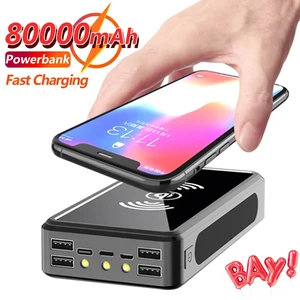 80000mah qi solar wireless power bank external battery outdoor portable power bank fast charger for xiaomi 11 samsung21 iphone13 free global shipping