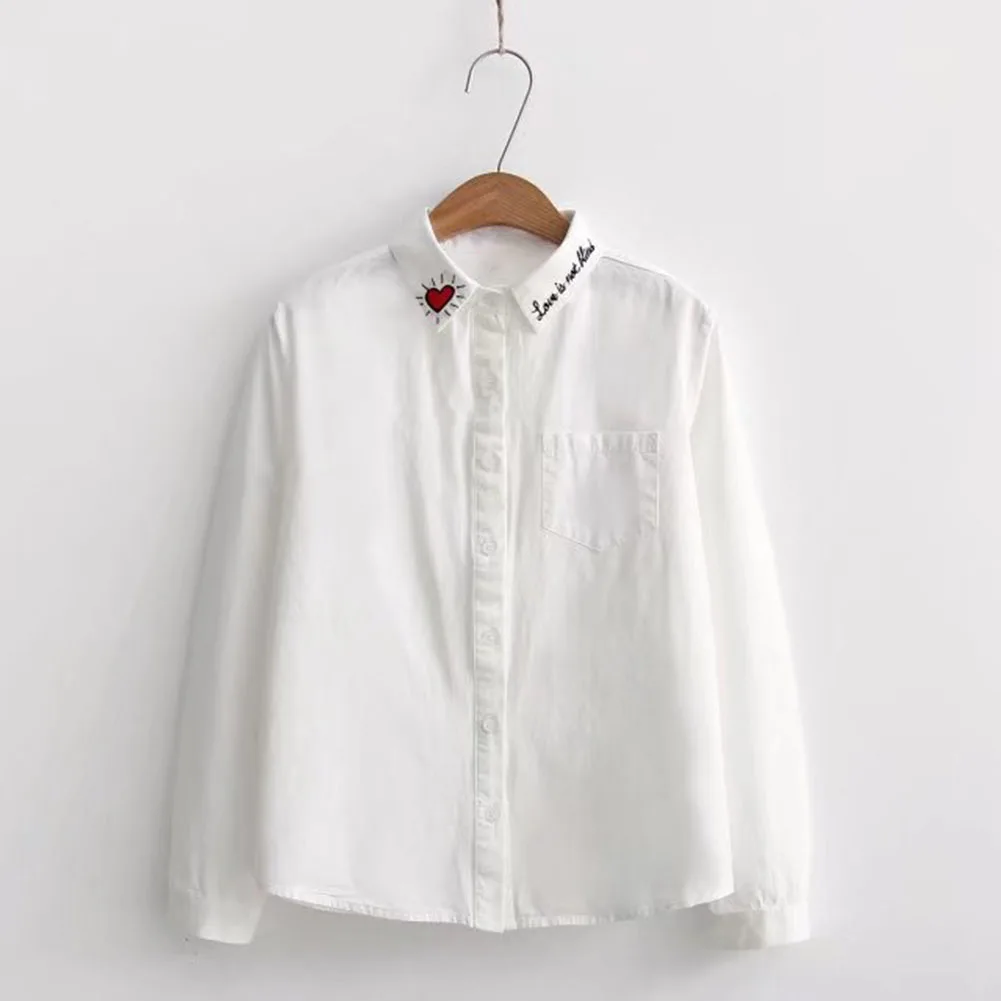 

Autumn and winter embroidery base shirt love-heart shape embroidery shirt long-sleeved blouse
