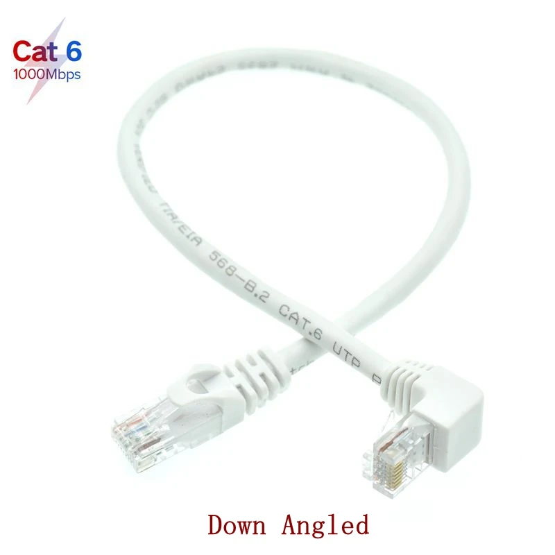Белый Ethernet-кабель Cat6 RJ45 Прямоугольный сетевой кабель UTP Патч-корд 90-градусный