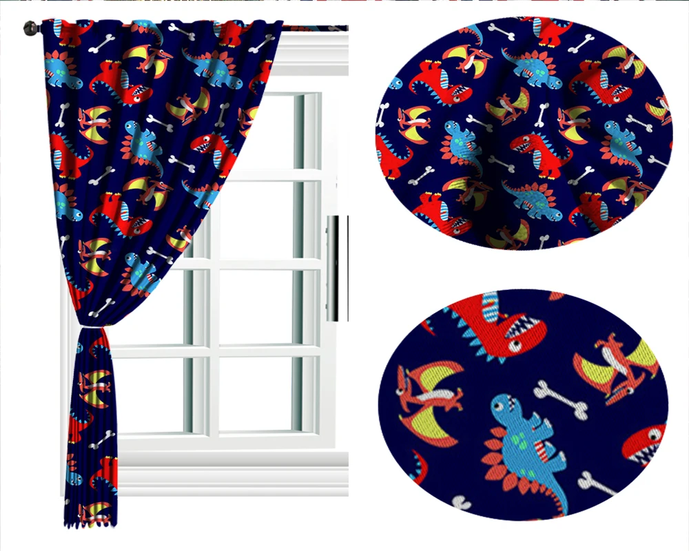 

Curtain For Kitchen Modern Animal Beautiuful Window 3d Curtain Cartoon Dinosaur Interior Decoration Practical Blackout Curtains