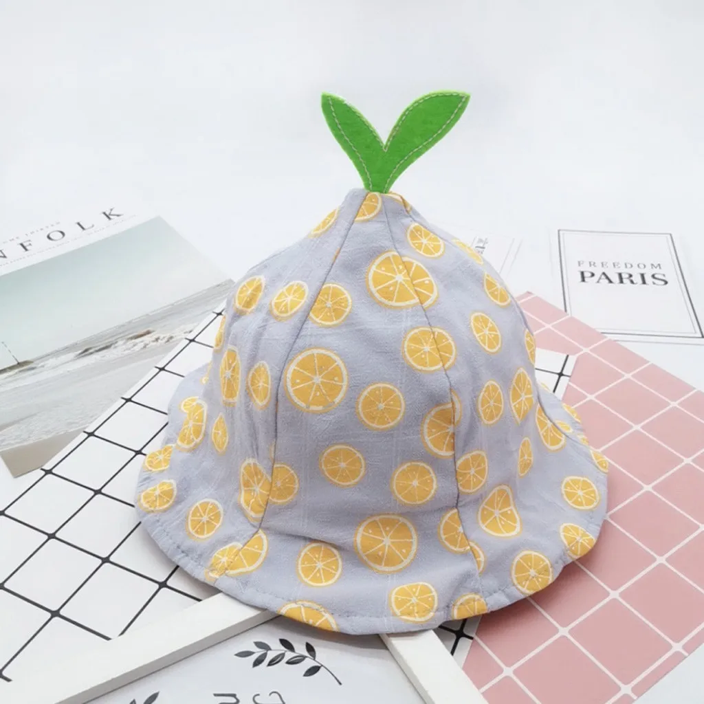 

Kids Summer Cute Fruit Print Cap Bucket Beach Sun Protection Hat for Girls Boys