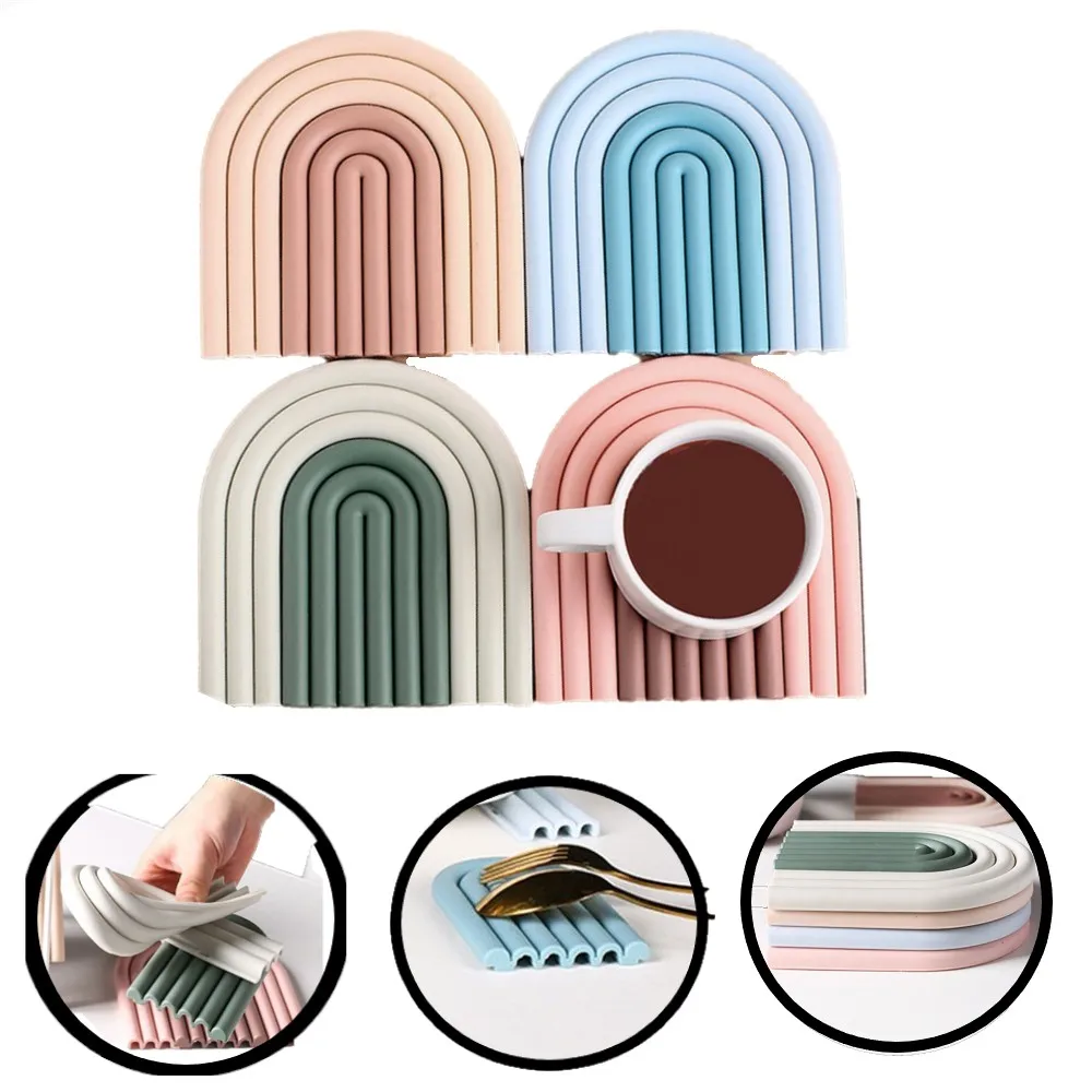 

2pcs Creativity cup Mat Heat Insulation Table Mat Non-slip Tea Mug Milk Coffee Cup Coaster For Home Office party 15*14cm