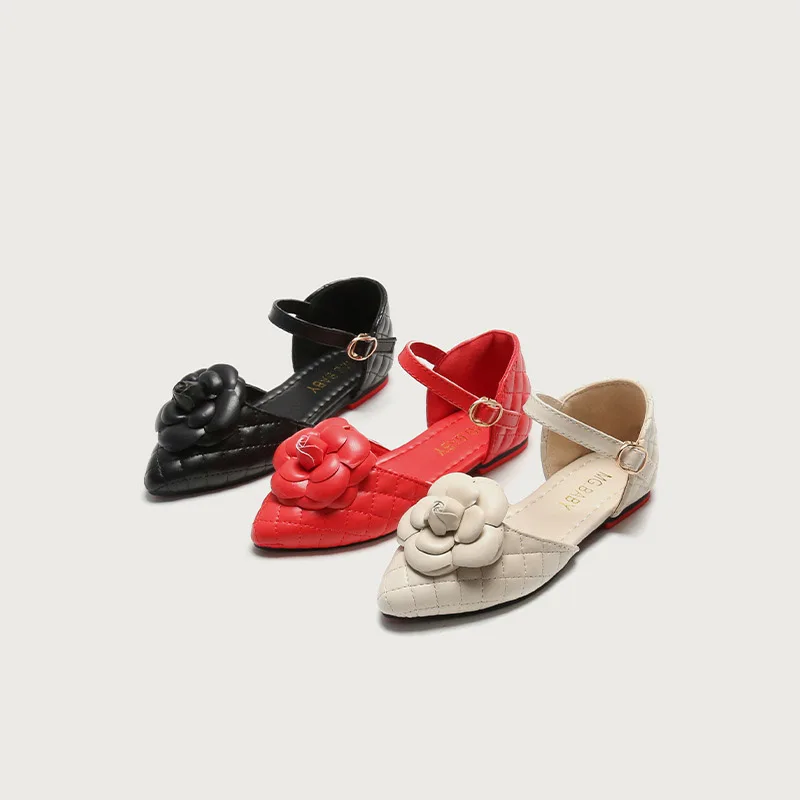 

Сандалии Детские с закрытым носком, цветочные туфли, заостренный носок, плоская подошва, римские сандалии, повседневная и праздничная обувь...