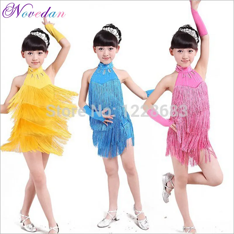110cm-170cm Children Kids Fringe Ballroom Samba Dress Tango Dresses Dance For Girls | Тематическая одежда и униформа