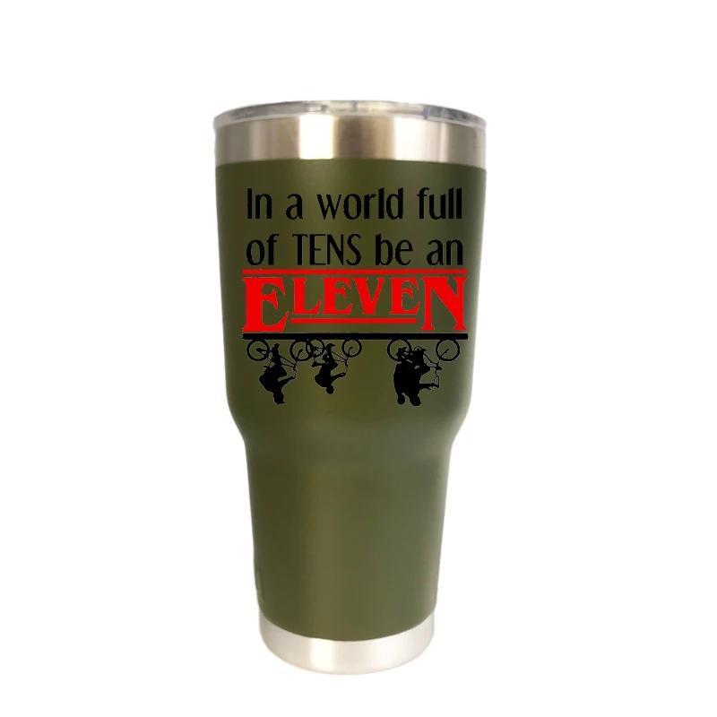 30 oz green Странные Вещи 30 унций стакан дорожная Автомобильная кружка с двойными стенками Изолированная вакуумная фляжка термос из нержавеющей стали термос для воды, кофе кружка - Цвет: 30 oz green