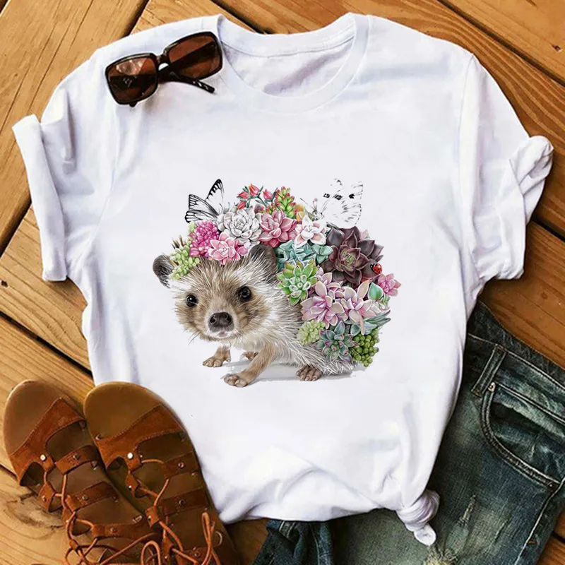 

Women Hamster Lovely Fashion Funny Trend Spring Summer Tshirt Top Lady Graphic Female Print Clothes Tee T-Shirt girl shirt