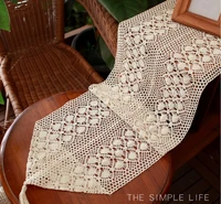 1pc home decorative pastoral retro style hollow table runner tassel crochet lace coffee table cover