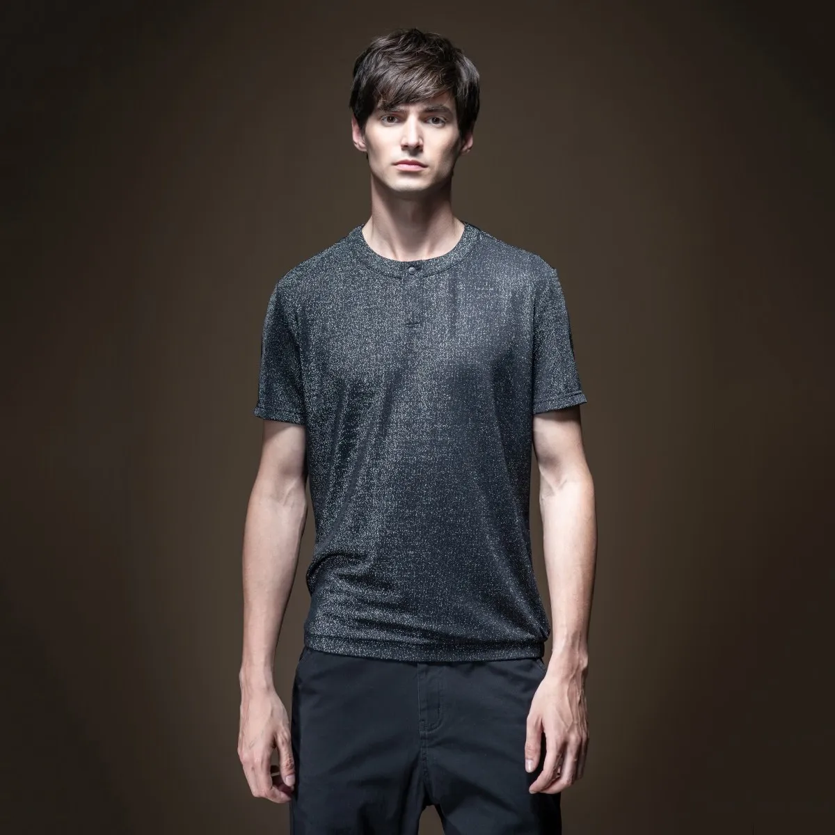 

Pinli 2020 Summer New O-neck Solid Nylon Slim Anti-wrinkle Flash Fabric Elastic Waist Casual Men Short Sleeve T-shirt B202711312