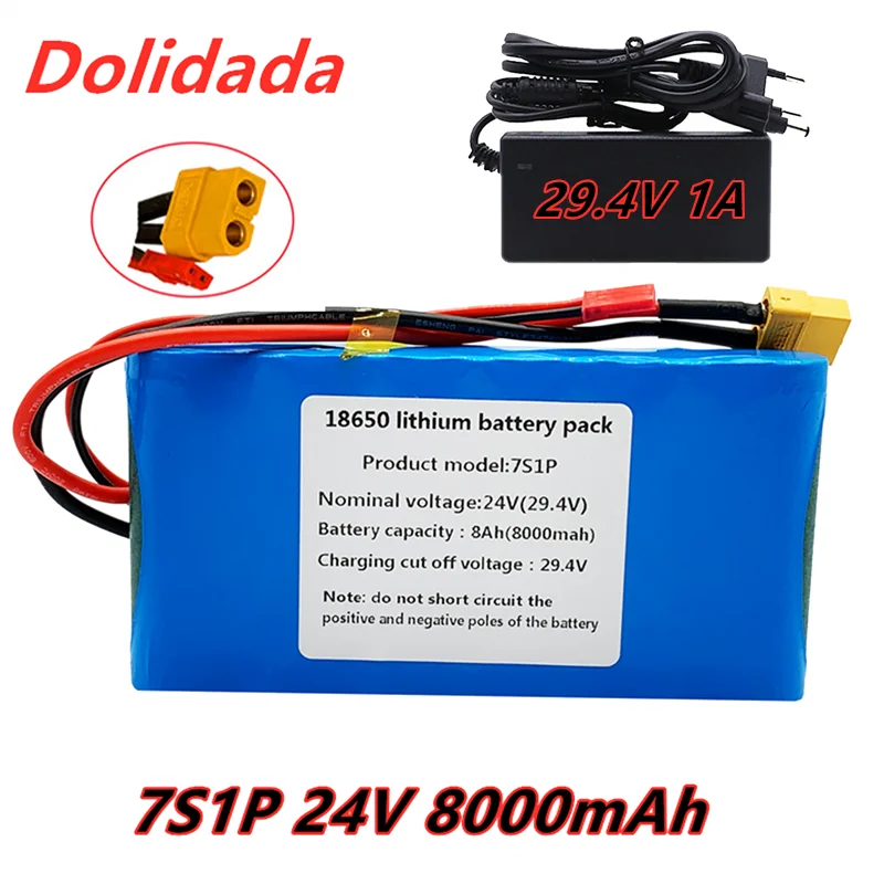 

new 7s1p 24V 8000mah lithium ion battery pack is suitable for scooter toy bicycle with built-in BMS and charger sales