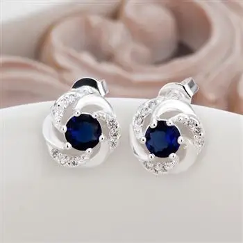 

Fashion Flower Earrings Blue Zircon Silver Earrings E439 LKNSPCE439