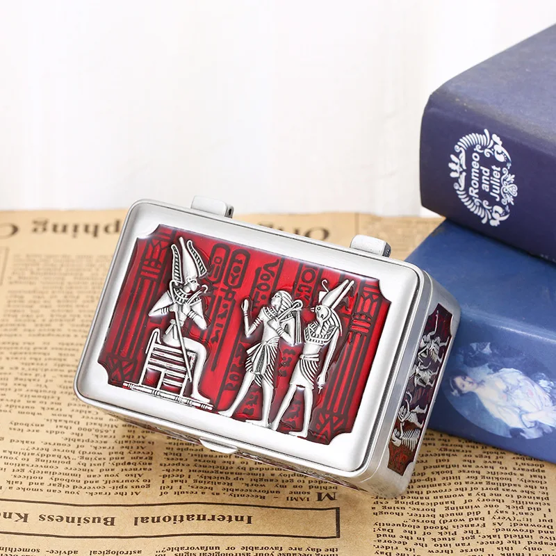 

New Classic Jewelry Box Ancient Egypt Decor Neckalce Beads Bracelet Rings Storage Case Organizer Chest Metal Art Home Decoration
