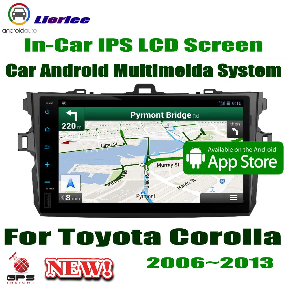 Автомобильный Android плеер для Toyota Corolla (E140) Sedan 2006-2013 9 "IPS ЖК-экран GPS навигационная