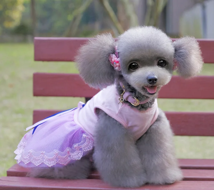 Платье для щенков Жемчужное цветочное украшение платье собак свадебные платья