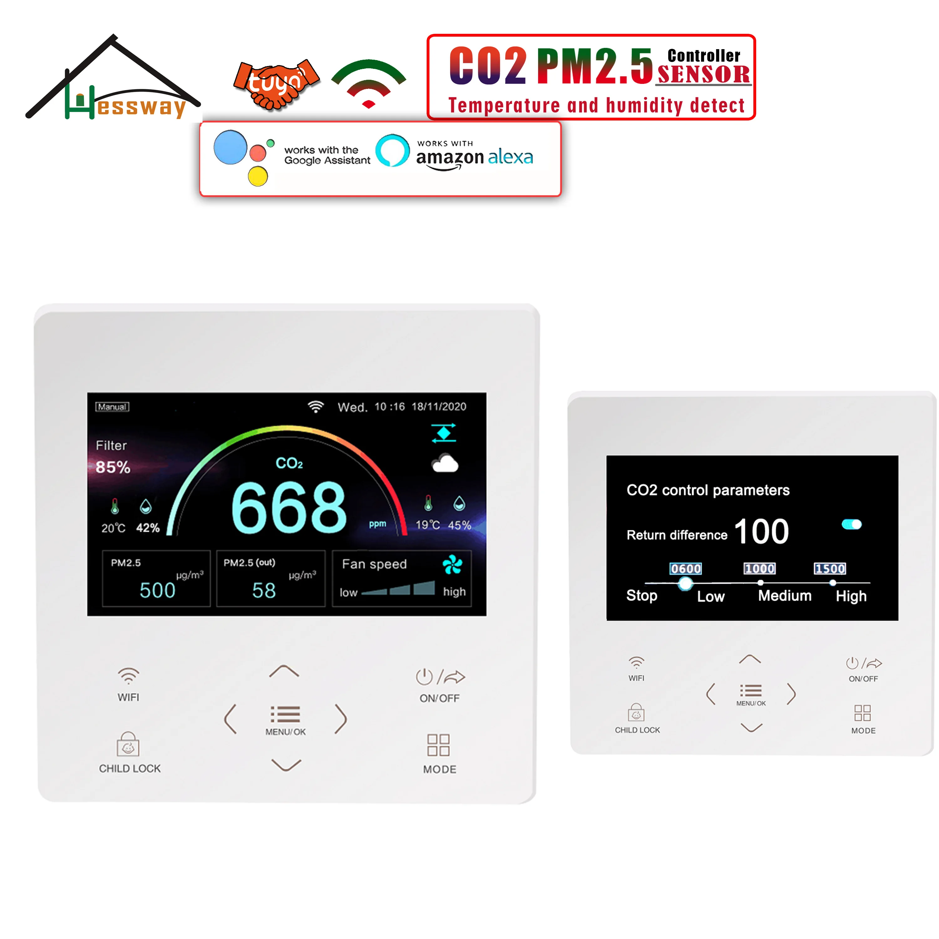 Контроллер датчиков HESSWAY Wi-Fi MODBUS PM2.5 и CO2 для контроля качества воздуха
