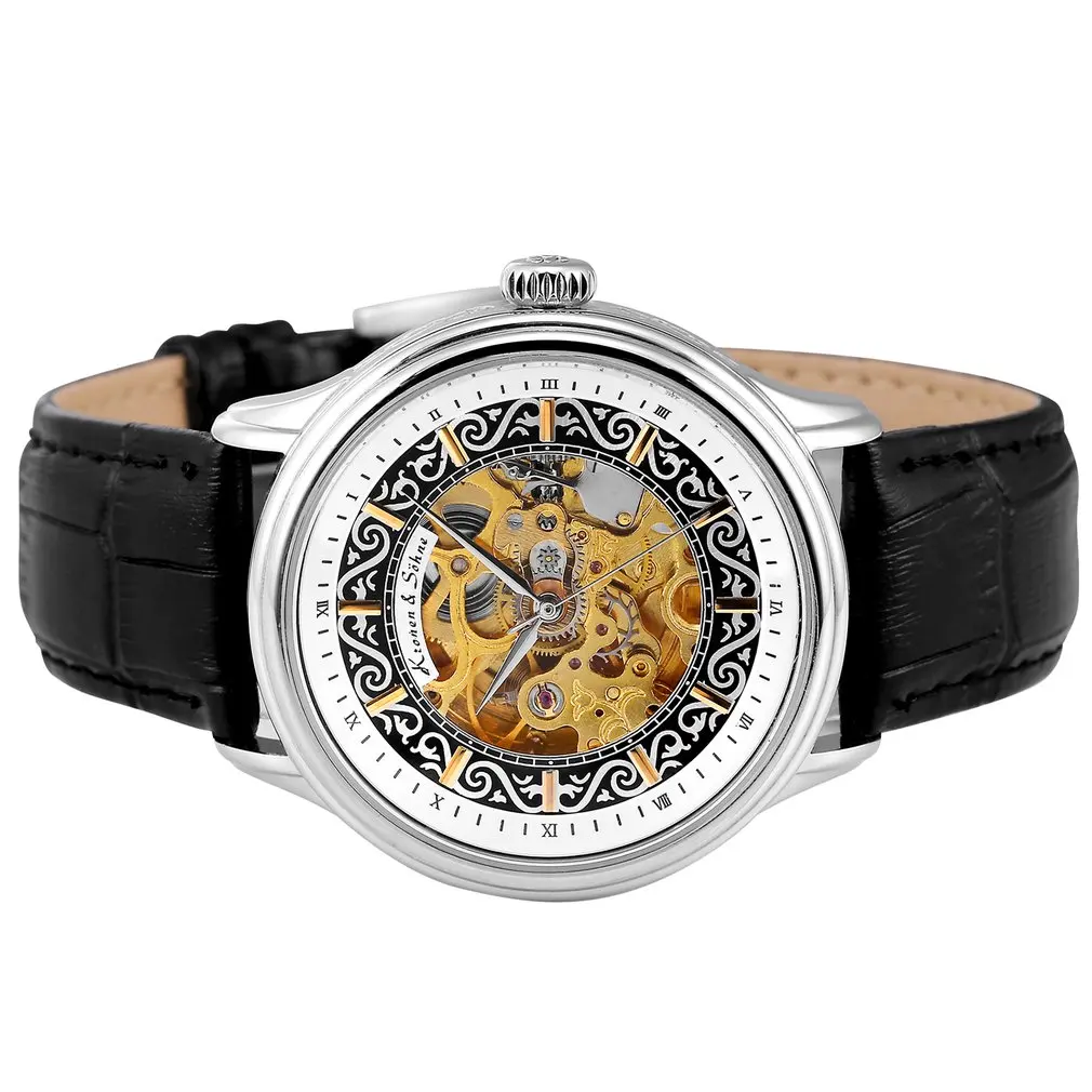 KS Royal мужские часы Топ бренд класса люкс полые Horloge само ветер синий кожаный