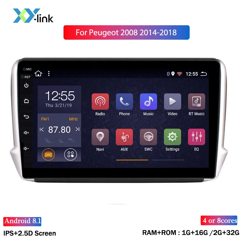 Ips 2.5D 10,1 дюймов Android 8,1 Автомобильный gps Мультимедиа для peugeot 2008 208 серии- навигационный плеер