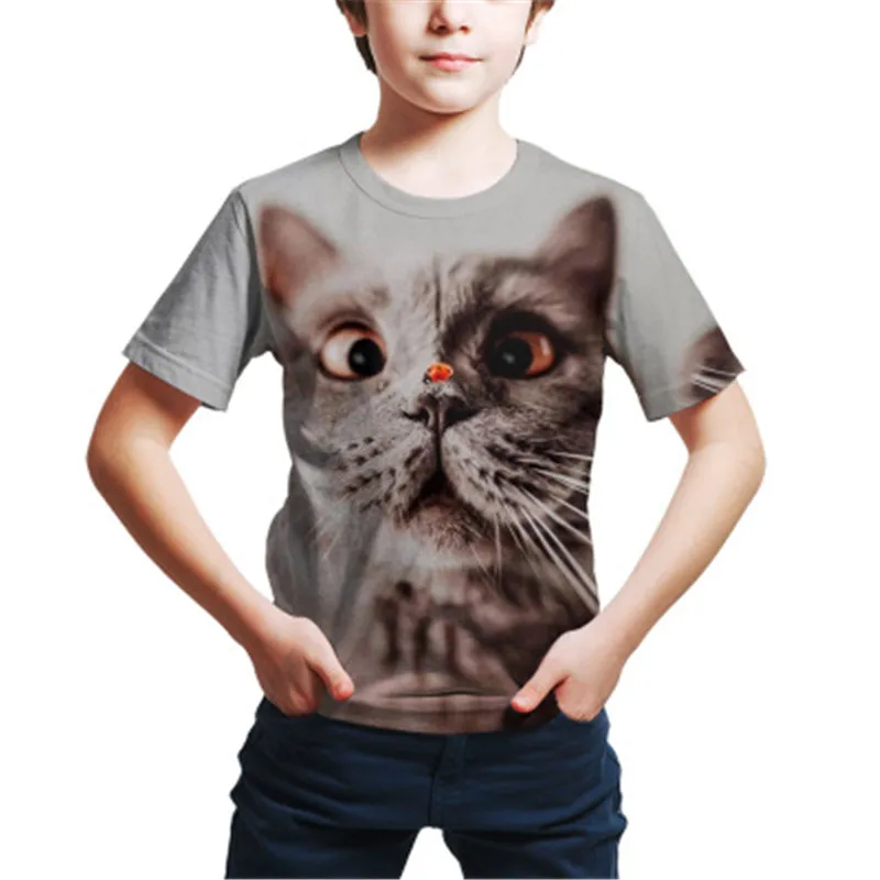 

2020 3D animal Cat/dog t-shirt kids clothes baby Summer Cartoon Anime T Shirt Children Tops gift for girls clothes
