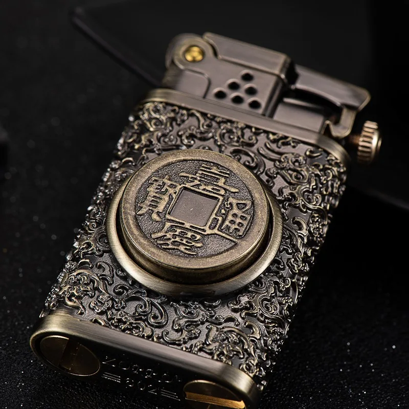 

Chinese Vintage Retro Make Money Armor Brass Kerosene Lighter Creative Gifts Men's Gifts Smoking Accessories Gadgets for Men