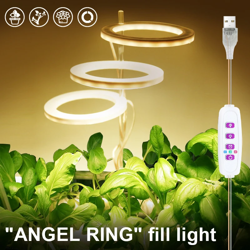 

LED Grow Light 5V Full Spectrum Phytolamp USB Angel Ring Grow Lamp for Indoor Plant Sunlike Plants Growth Lighting Phyto Lamp