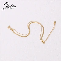 joolim high end pvd plated snake chain double bracelet stainless steel jewelry wholesale drop shipping supplier