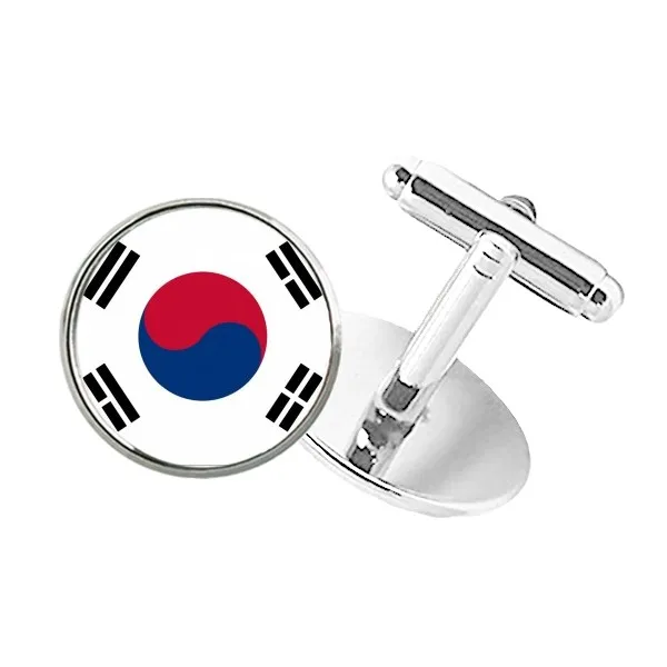Запонки-пуговицы с круглыми пуговицами и национальным флагом Южной Кореи |