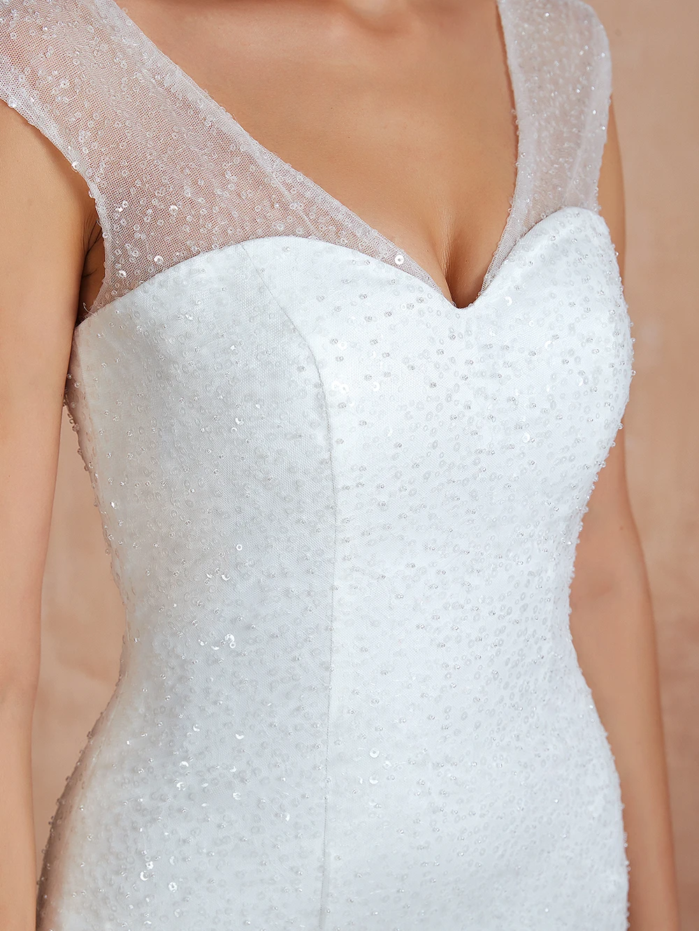 

2020 Sexy Mermaid Weddding Dresses V Neck Off Shoulder Backless Lace Up Sequined Tiered Long New Arrival Bridal Gowns
