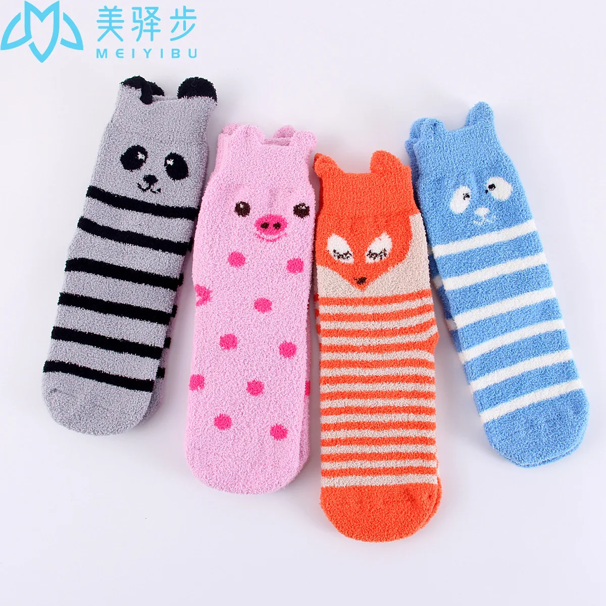 12 Pairs Per Set Cute Cartoon Fox Coral Velvet Women's Socks Thick Warm Socks Wholesale