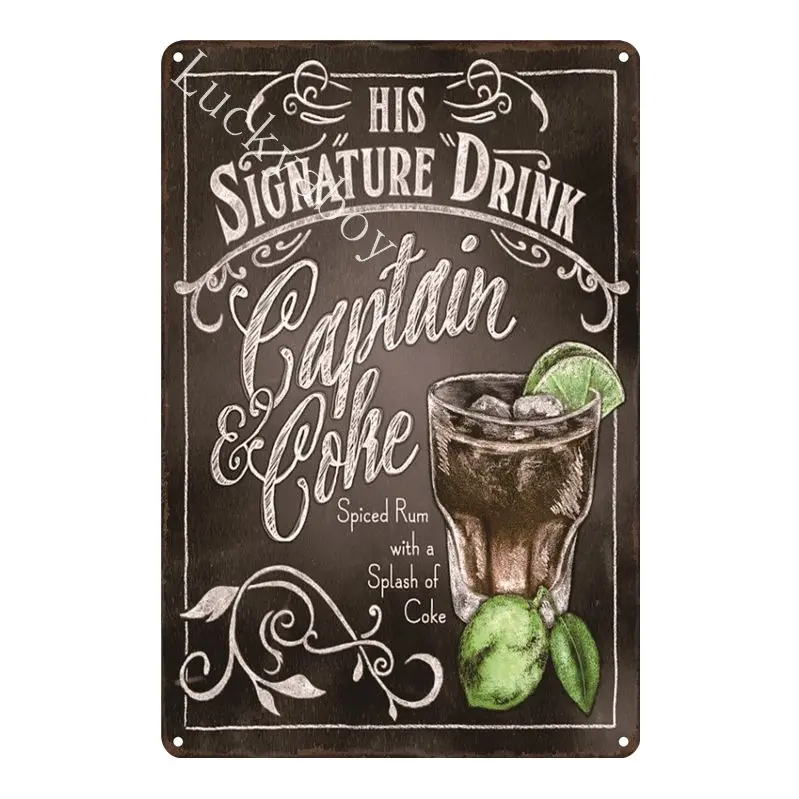 [Luckyaboy]Martini Mojito Cocktail Vintage Tin Signs Wall Plaque Custom Metal Painting Antique Gift home bar Pub Decor AL035 - Цвет: UV1553