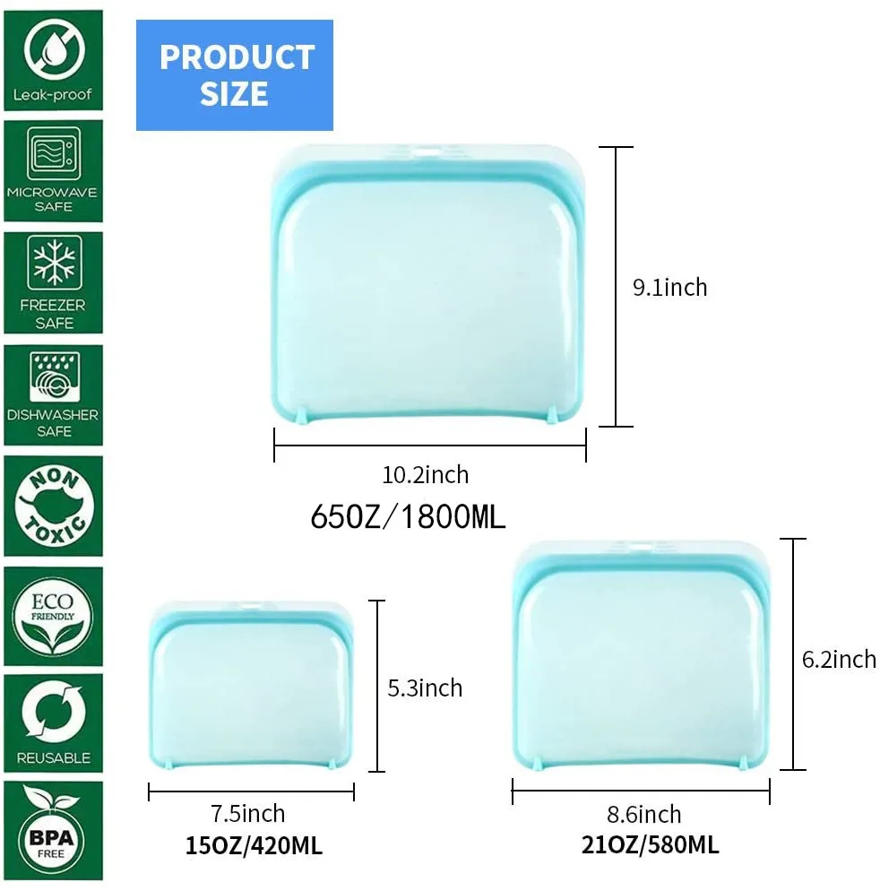 

Silicone Food Storage Containers Leakproof Containers Reusable Stand Up Zip Shut Bag Cup Fresh Bag Food Storage Bag Fresh Wrap