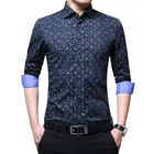 Рубашка мужская из хлопка, с цветочным принтом, тонкая, осень размера плюс, 5XL, 2021
