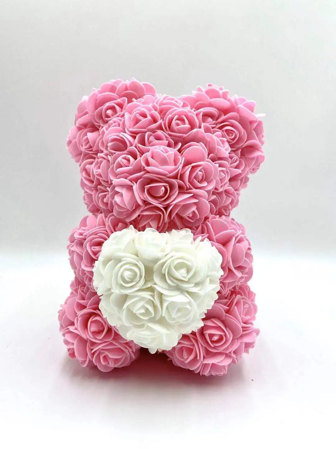 pink 2 DIY 25 см ПЭ Пена розы медведь плюшевый медведь искусственный цветок розы подарки на год для подруги Женщины Матери Валентина подарок - Цвет: pink 2