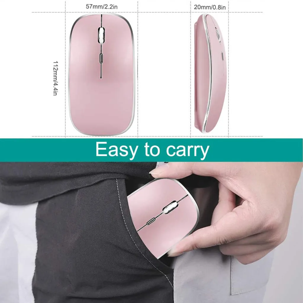 

Business Wireless Charging Mouse Ultra-thin Mouse + Mouse Receiver Adapter Office Mouse Portable Mice Optical Computer Mice #LR3