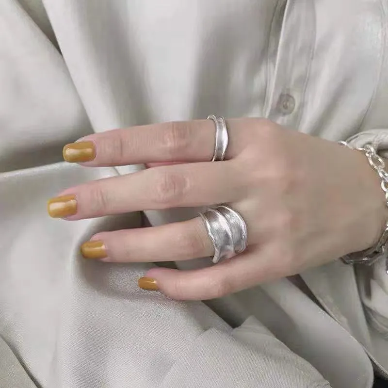 Женское кольцо с указательным пальцем FFLACELL серебряное Двухслойное в стиле панк