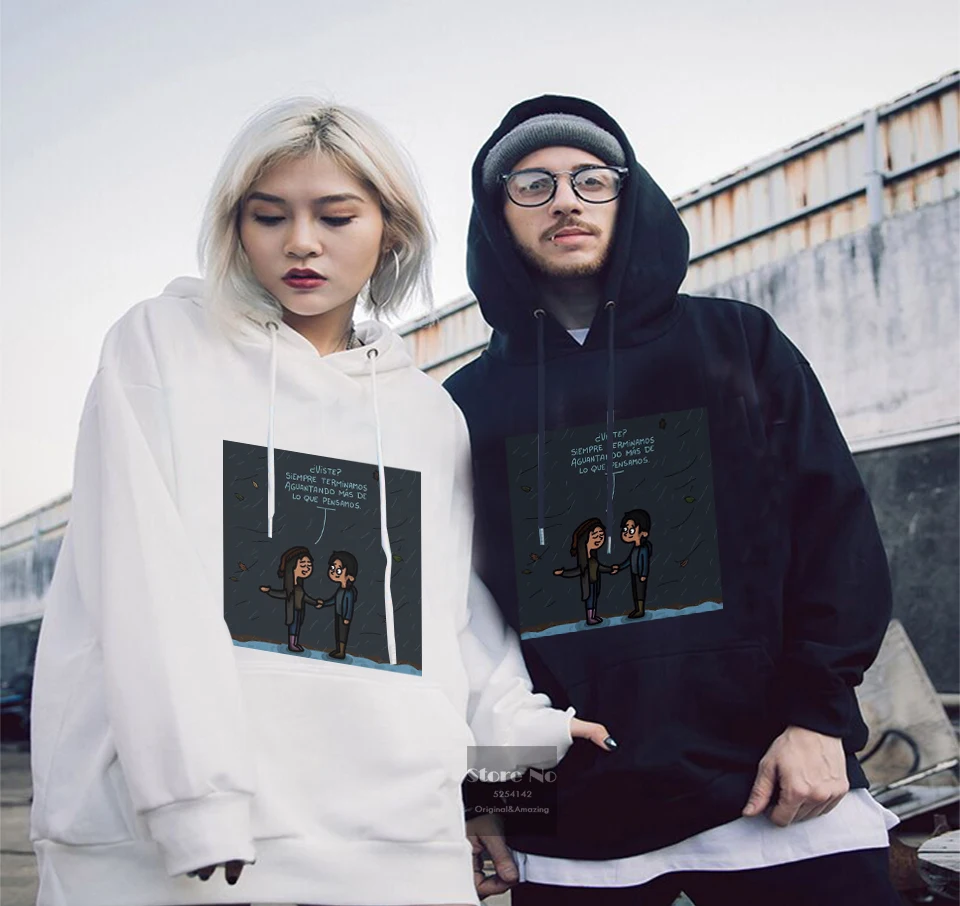 Осенне зимний унисекс пуловер с буквенным принтом Мужская толстовка Свободный