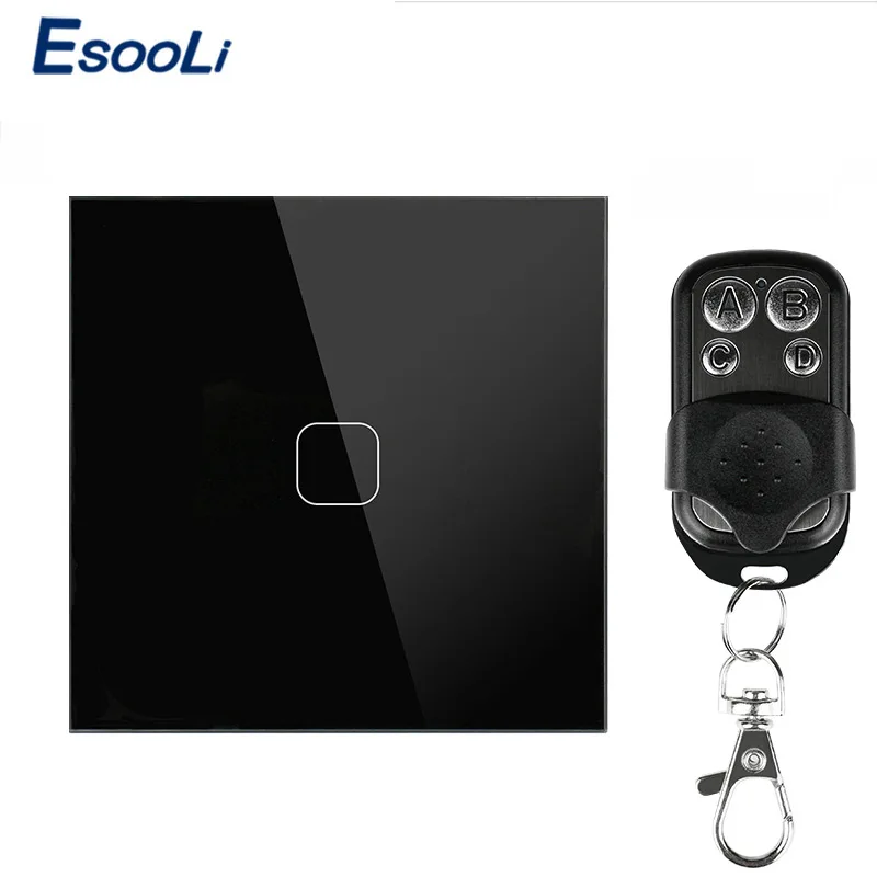 1 Gang Remote Esooli ЕС/Великобритания стандарт 1/2 банды беспроводной пульт дистанционного управления свет сенсорные переключатели, умный дом RF433 дистанционное управление настенный выключатель - Цвет: 1 Gang Remote
