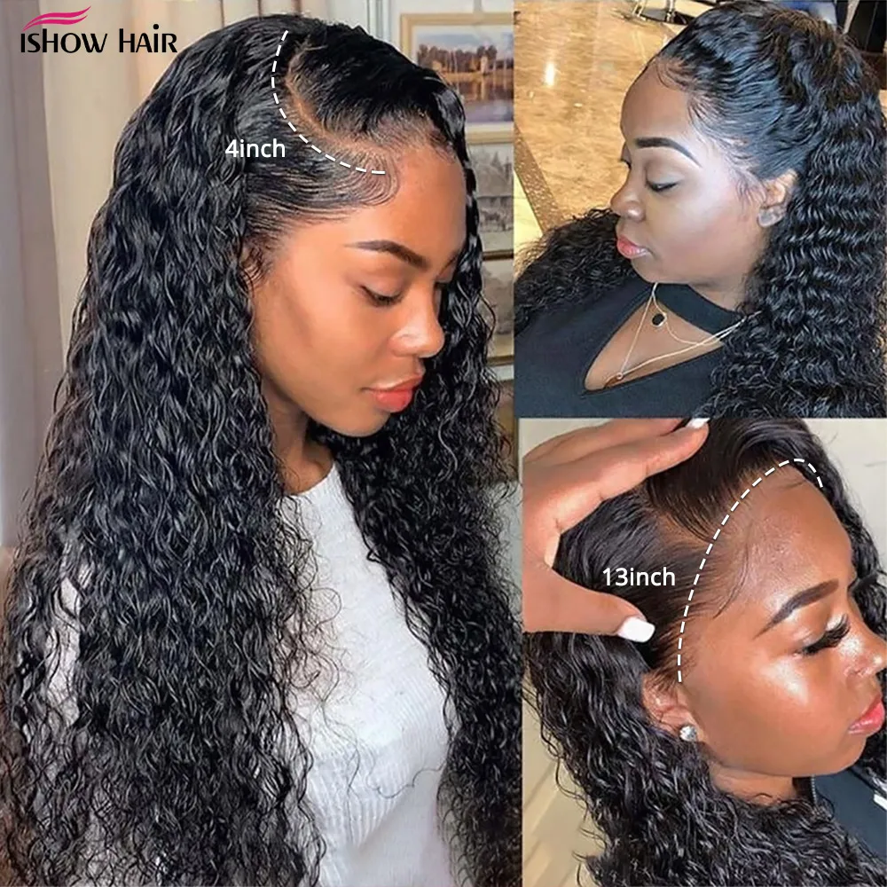 Ishow дешевые вьющиеся человеческие волосы парики для женщин 4x4 на сетке 8-26 дюймов T