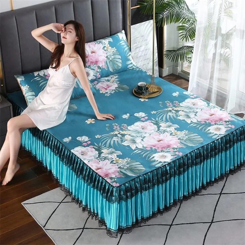 

3 шт./комплект, кружевные постельные принадлежности с юбкой, 180x220 см