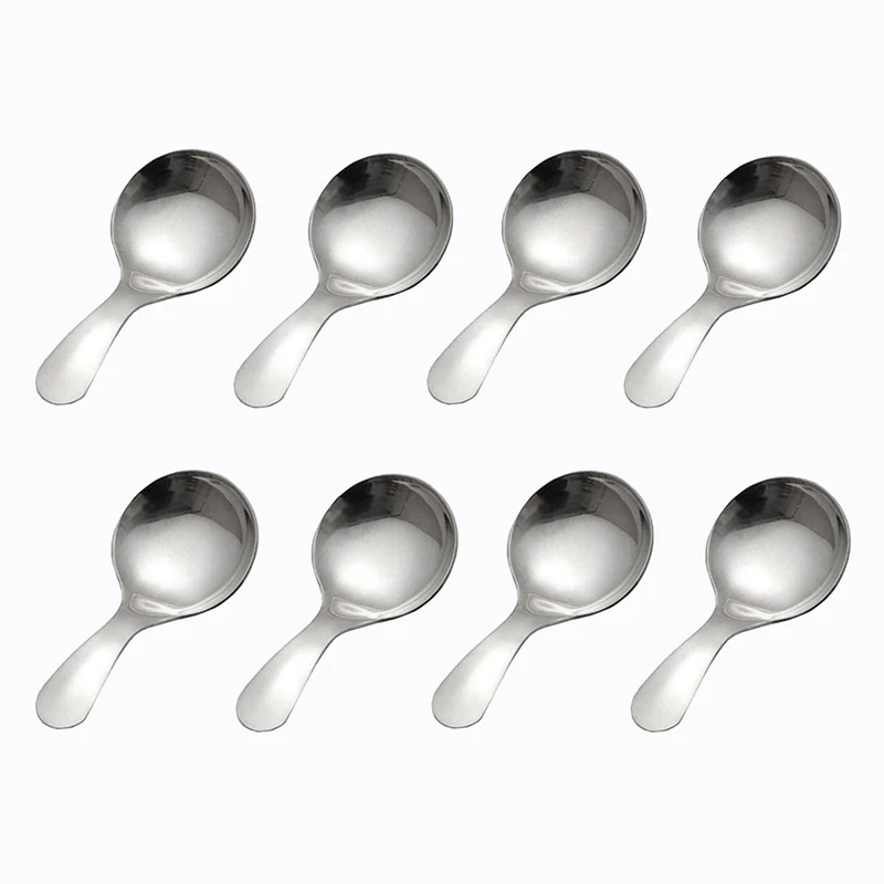 

8 Pcs Stainless Steel Short Handle Spoons Mini Salt Spoons Condiments Spoon Dessert Spoon Tea Coffee Spoons,Silver