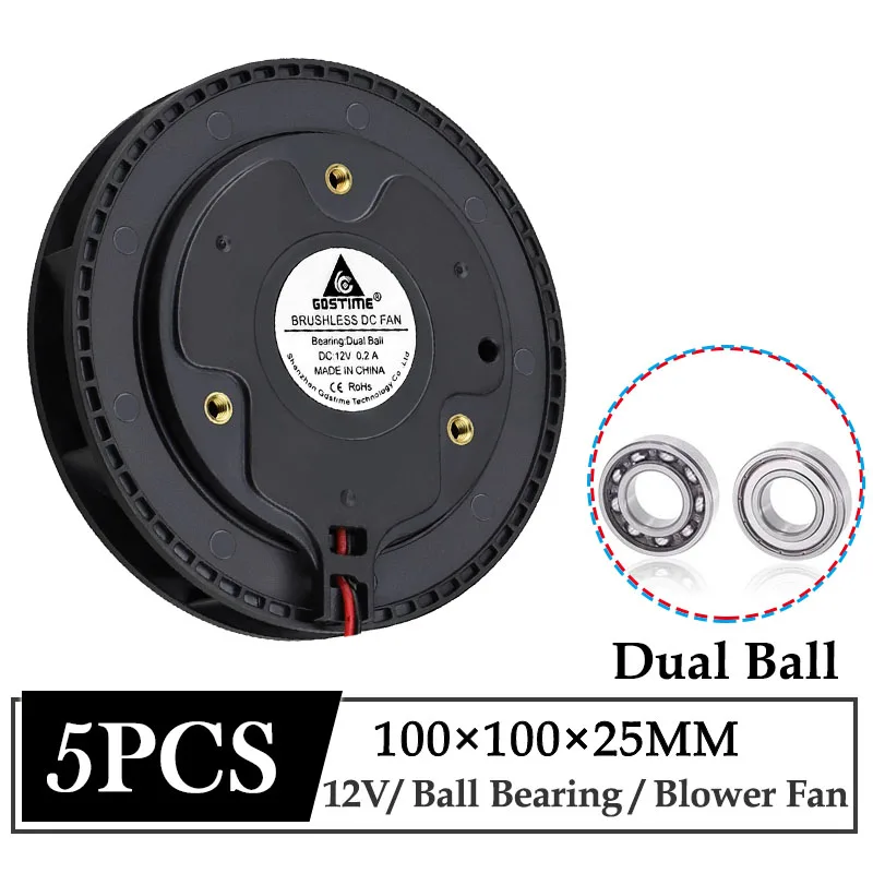 5 шт./лот Gdstime 12V 100 мм 100 мм x 25 мм Новый электрического циркуляционного центробежного водяного насоса Turbo Вентилятор Cooler 10 см 10025B двойной шариковый подшипник очиститель воздуха центробежный воздухонагнетатель широкого спектра применения