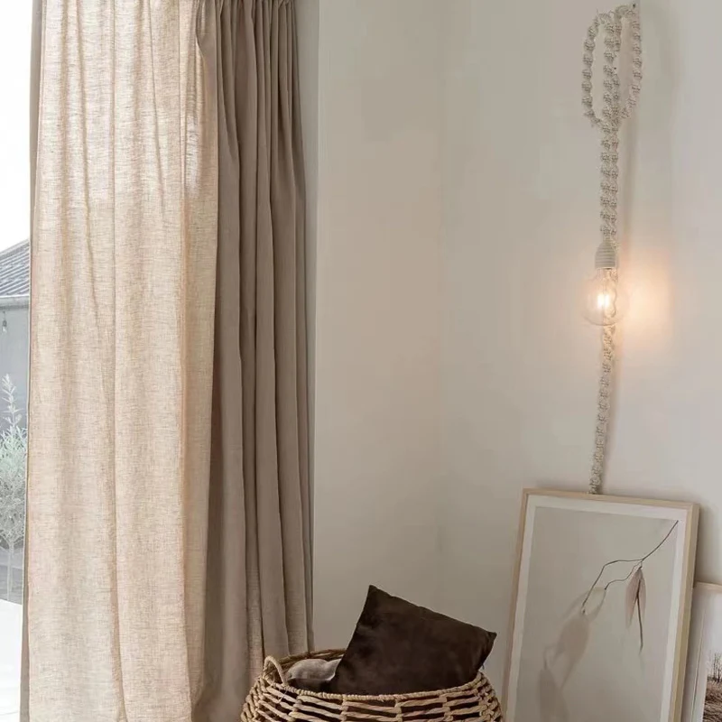 Бесплатная доставка льняные занавески-натуральные белые фиолетовые синие