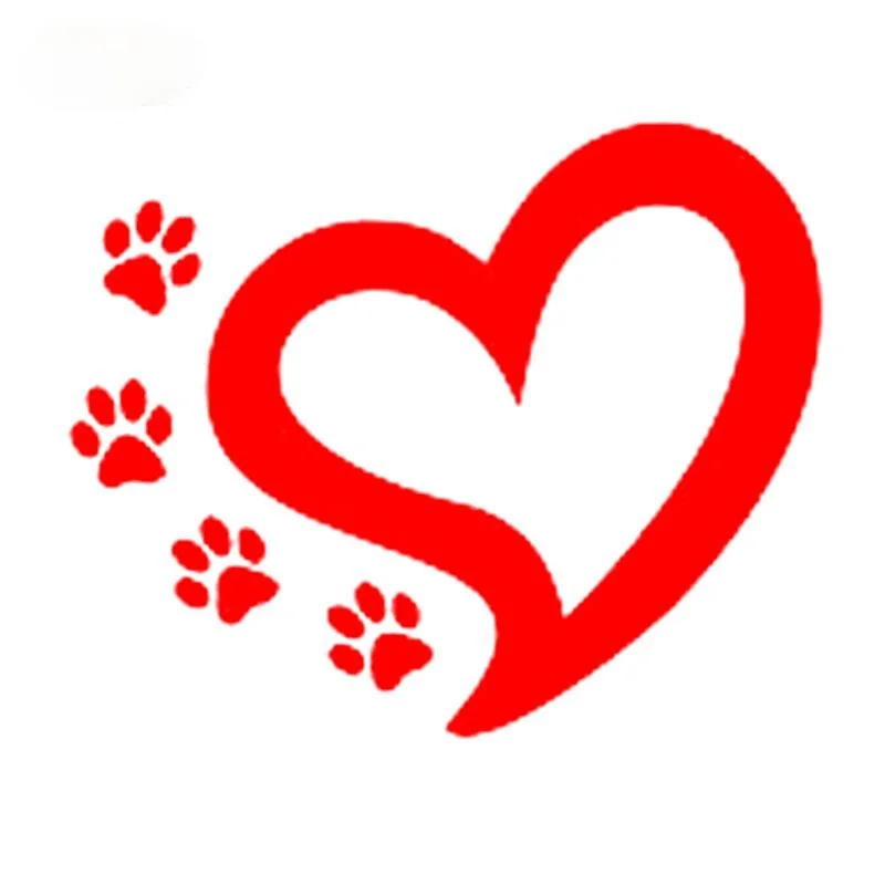 

Personalized Car Decal Fashion Heart with Dog Paws Print Vinyl Decals Car Sticker Black/Silver for Window Bumper Laptop 14*11cm