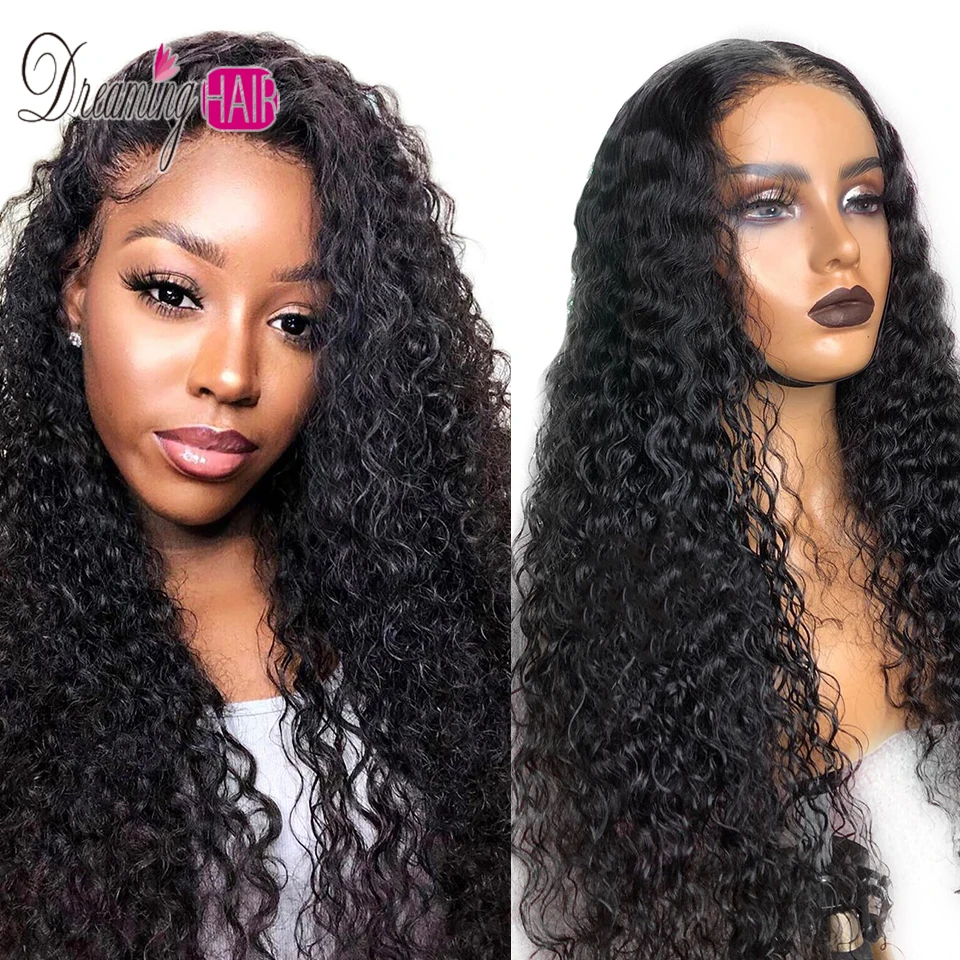 Влажные и волнистые кудрявые короткие кружевные передние человеческие волосы