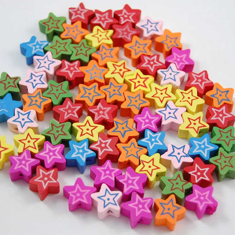 100 шт. деревянные бусины в форме звездочек 15 мм | Дом и сад