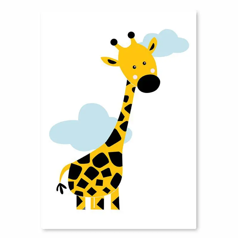 Декоративная Картина на холсте в скандинавском стиле животное жираф Лев коала