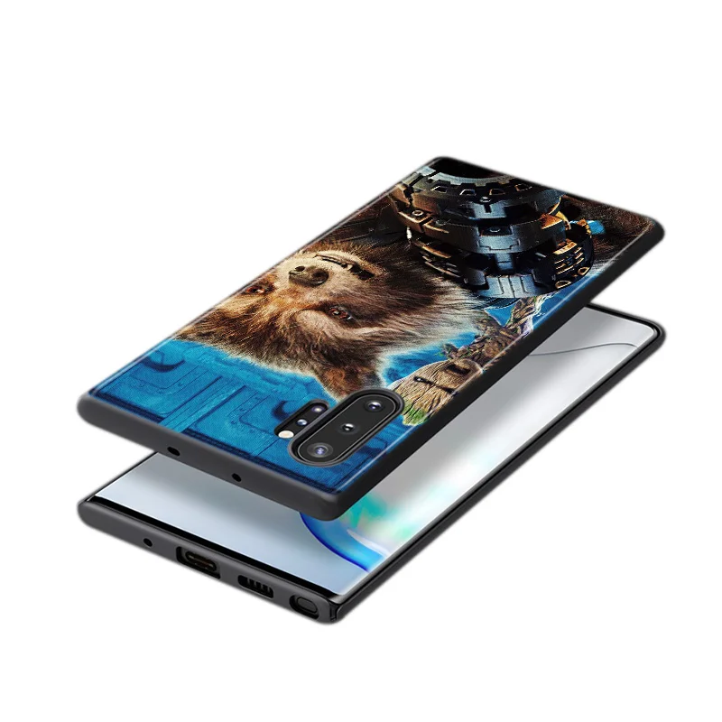 

Marvel Rocket Raccoon For Samsung Galaxy Note 20 10 9 8 S21 S10 S10E S9 S8 S7 Ultra Lite Plus Pro 5G Black silicone Phone Case