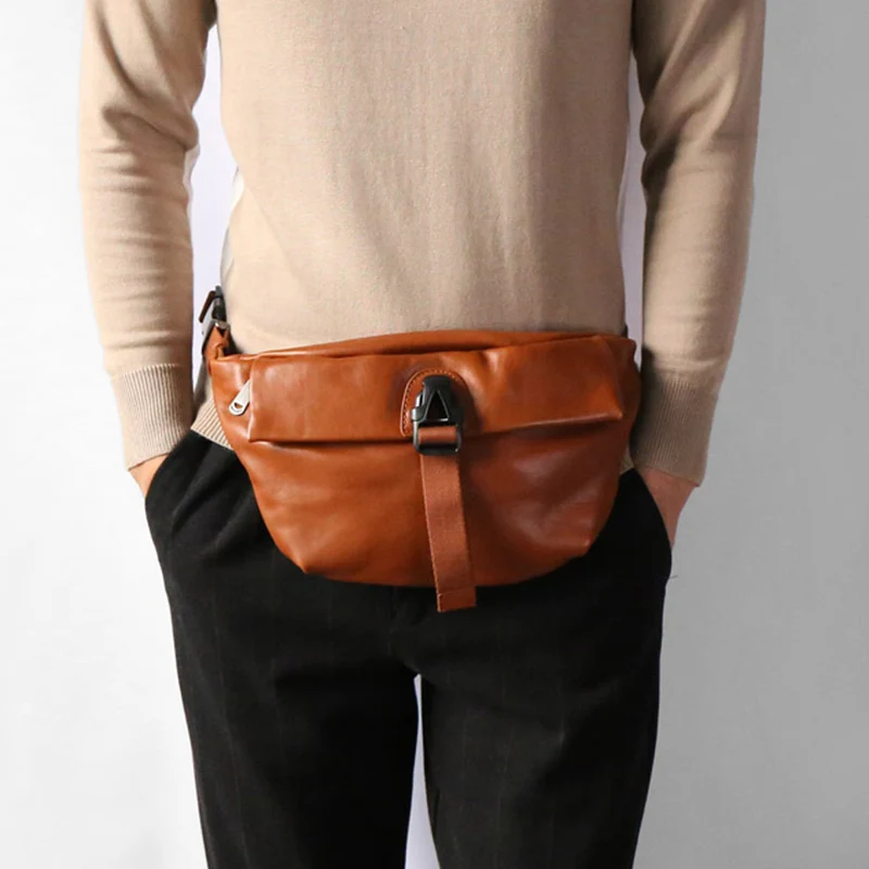 Кожаная нагрудная сумка AETOO в стиле ретро маленький мужской саквояж на плечо