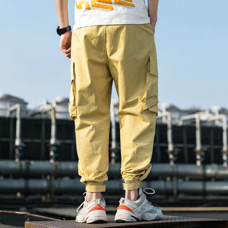 2020 на весну в стиле хип хоп для бега Для мужчин зеленого цвета штаны шаровары