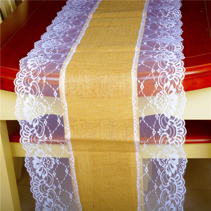 Hotel wedding jute lace modern simple linen table runner